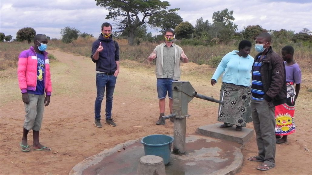 Borehole with manual pump in the Nguwe village