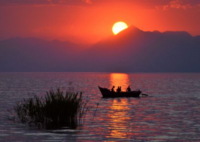 Zonsondergang vanaf het Malawimeer