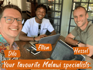 Het boekingsteam van 1-2 Travel Africa in Malawi